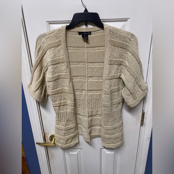 Willi Smith Ivory Open Front Delicate Crochet Style Cardigan Knit Sweater S - Picture 1 of 7